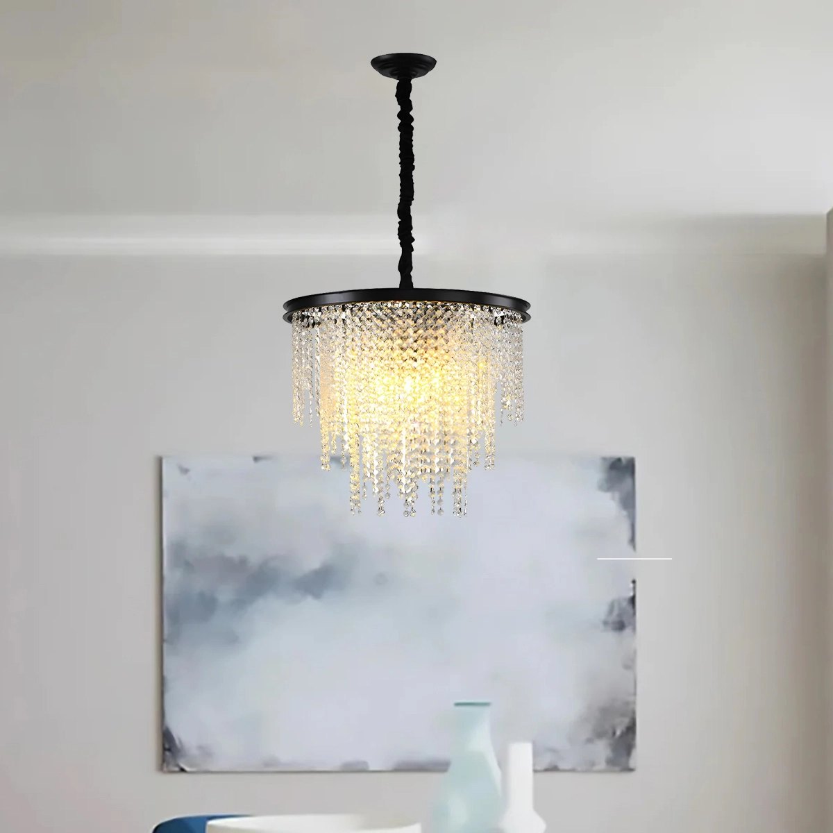 flairel Octagonal Beaded Crystal Chandelier