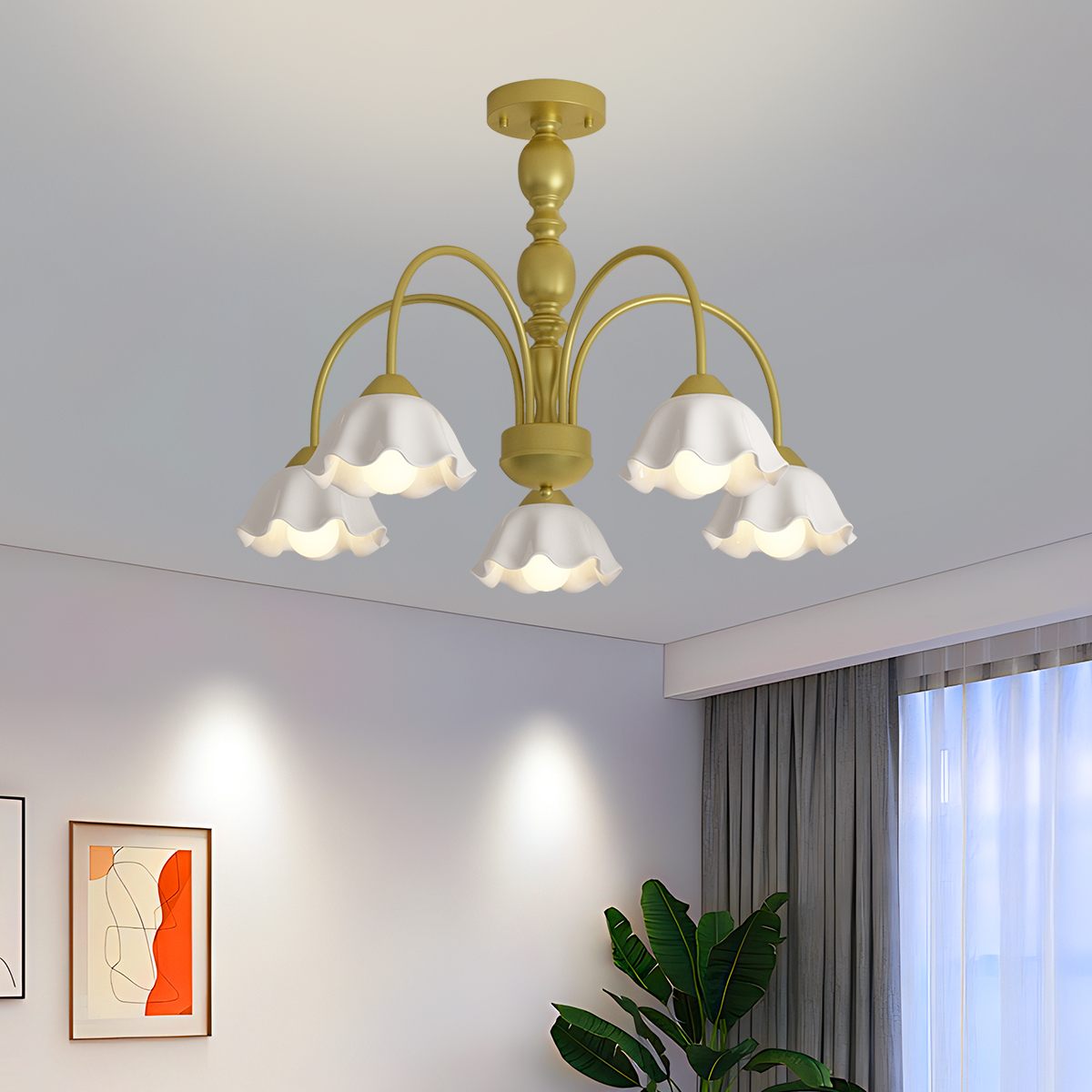 flairel French Pastoral Style Flower Chandelier