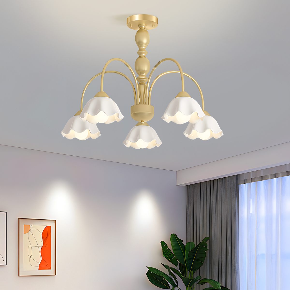 flairel French Pastoral Style Flower Chandelier