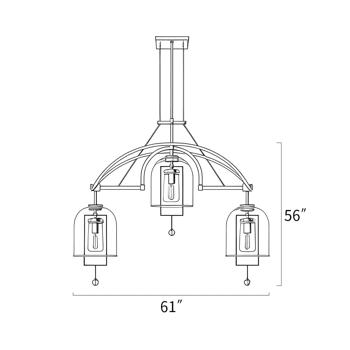 flairel Bell Glass Chandelier for Living Room