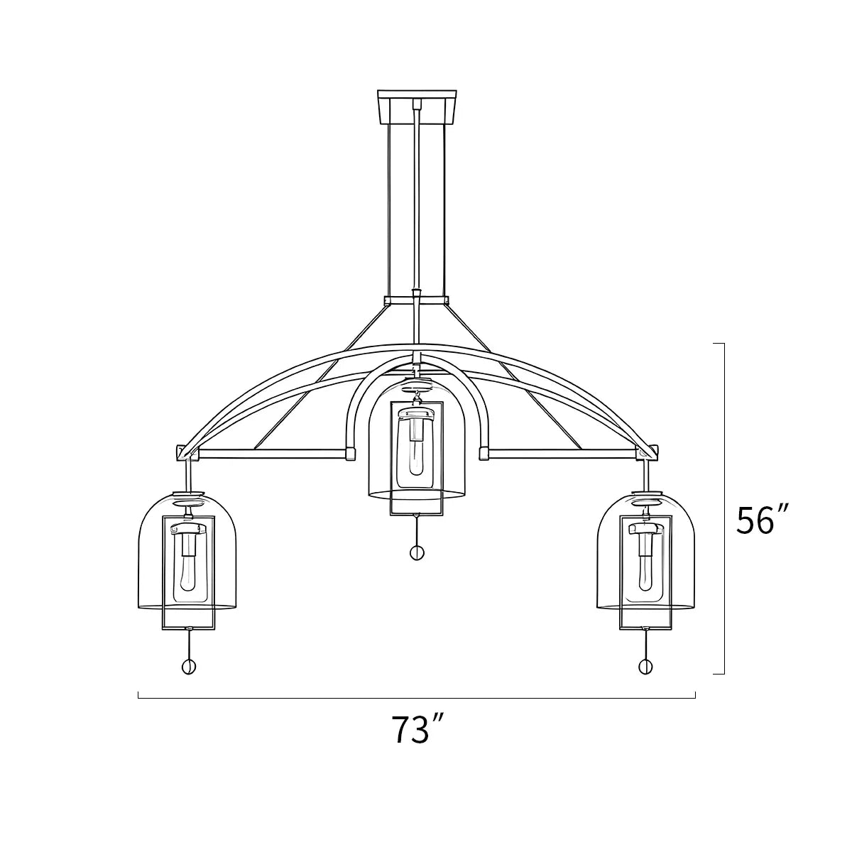 flairel Bell Glass Chandelier for Living Room