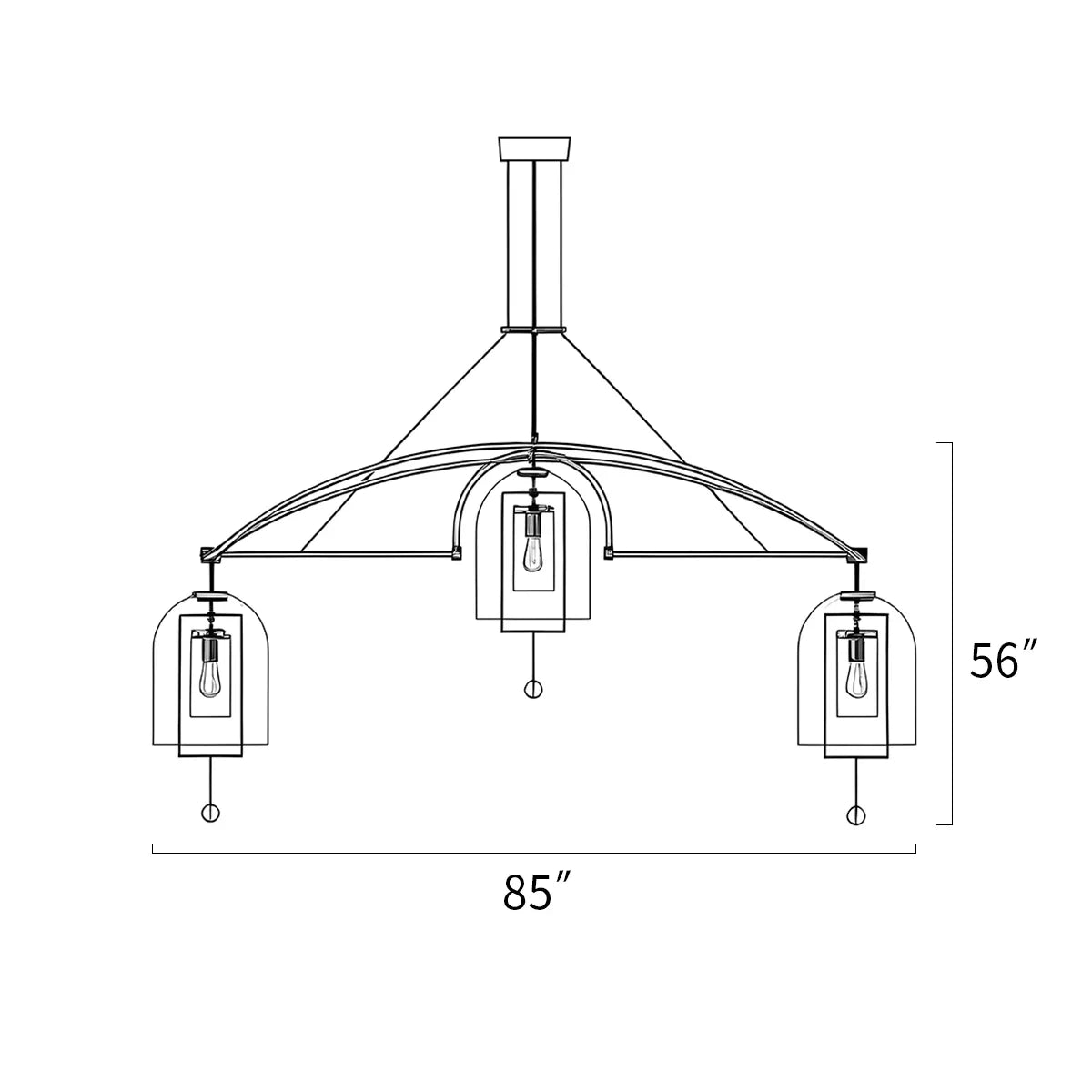 flairel Bell Glass Chandelier for Living Room