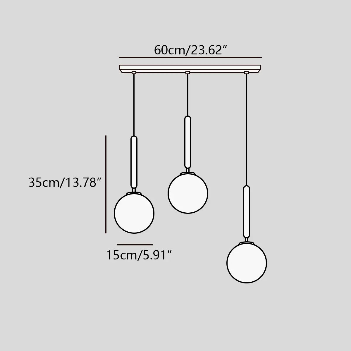flairel Temen Globe Glass Pendant Light for Kitchen Island