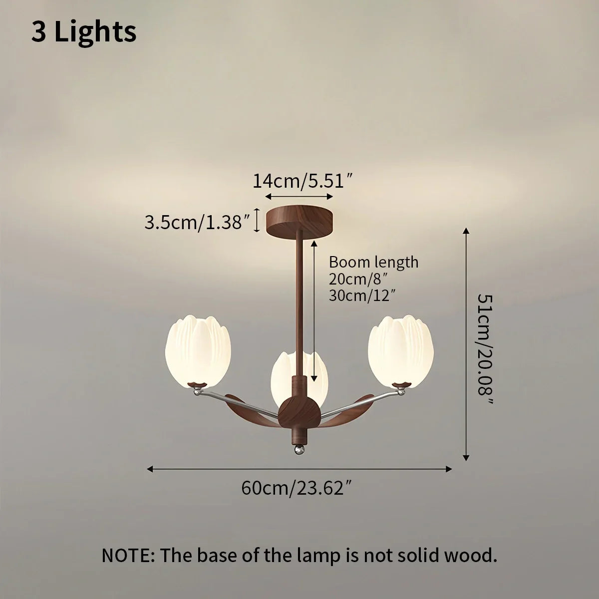flairel Retro Walnut Color Flower Chandelier for Living Room