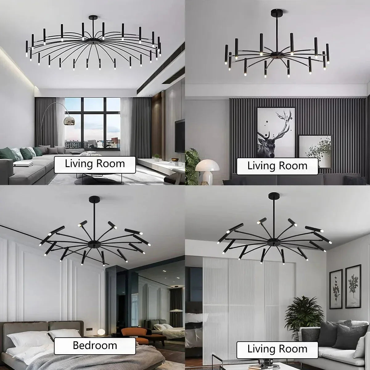 flairel Modern Adjustable Candelabra Chandelier for Living Room