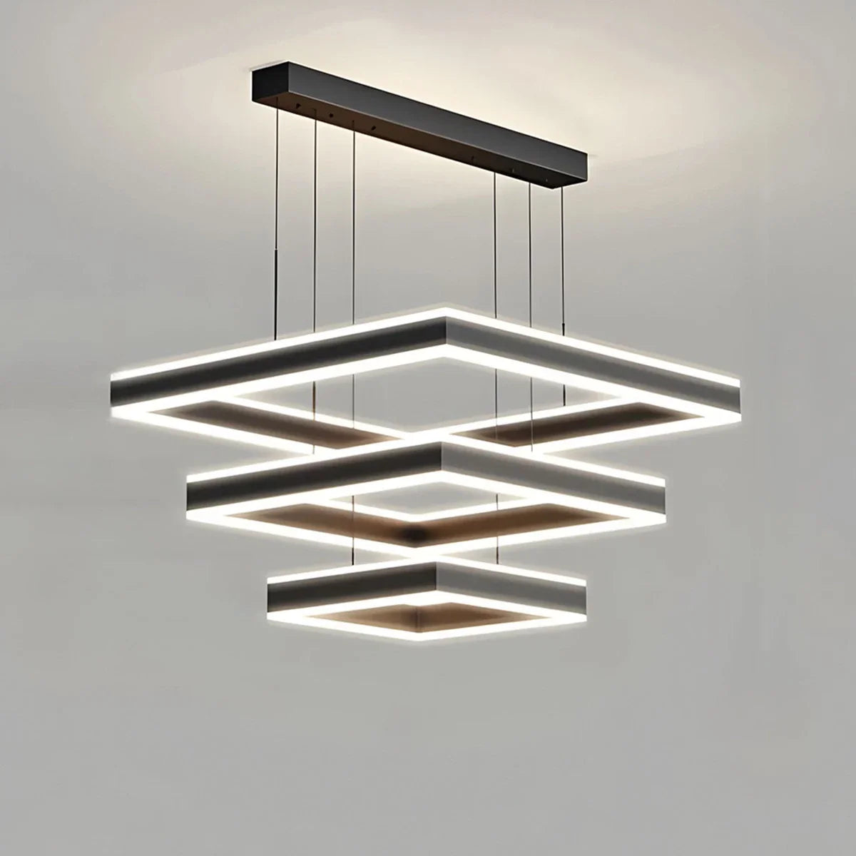 flairel Tiered Black Square Pendant Lamp for Living Room