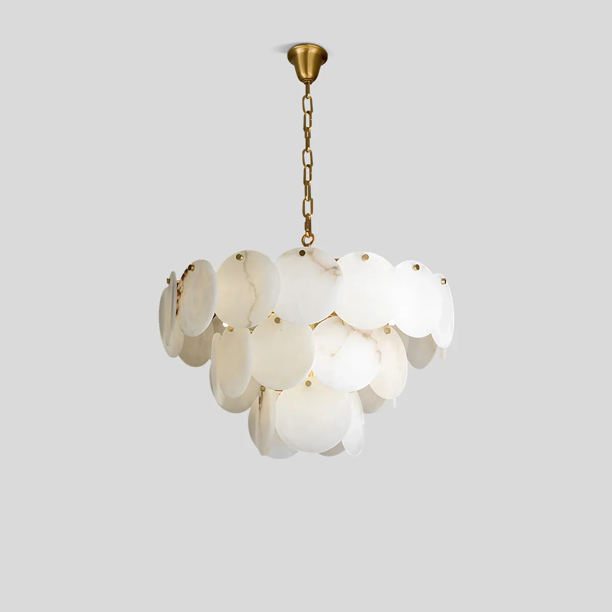 flairel Modern Round Shell Spanish Alabaster Chandelier