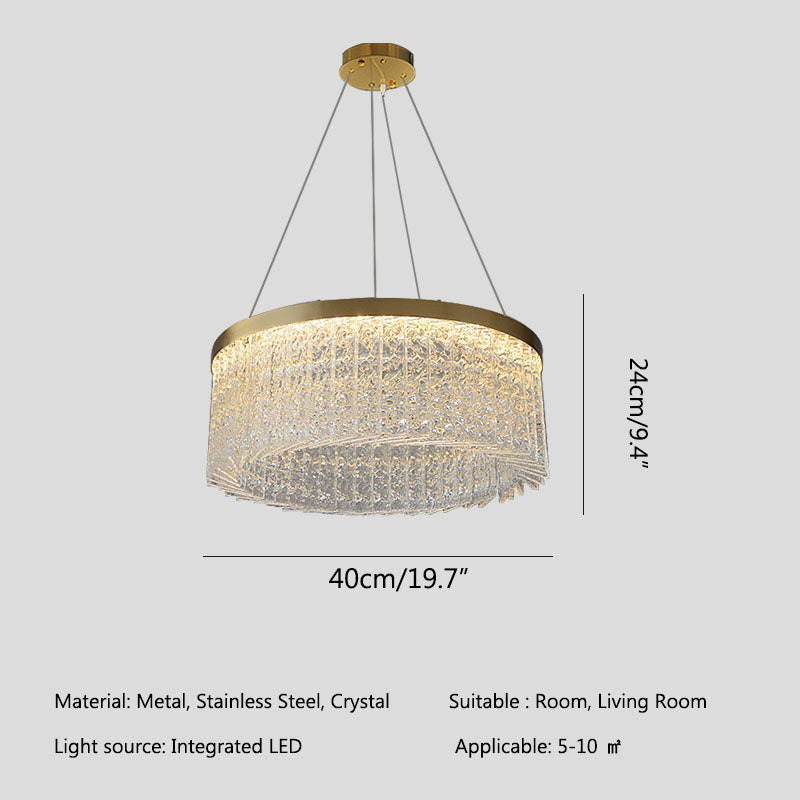 flairel Round Halo Crystal Chandelier for Living Room