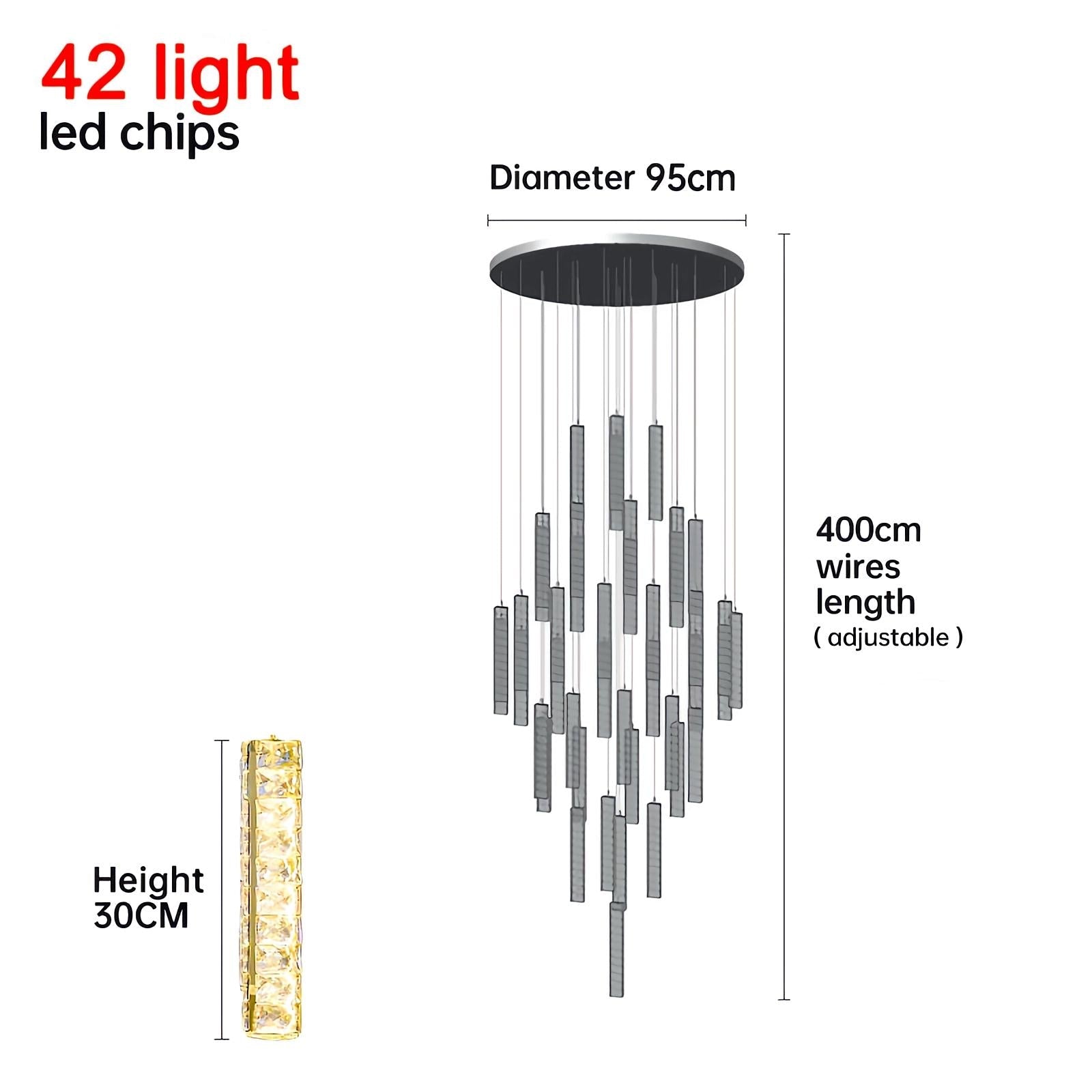 flairel Nordic Crystal LED Chandelier