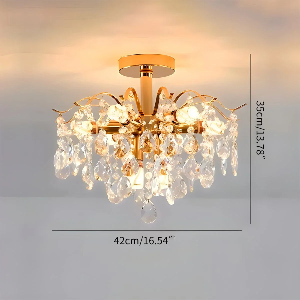 flairel French Vintage Crystal Ceiling Chandelier