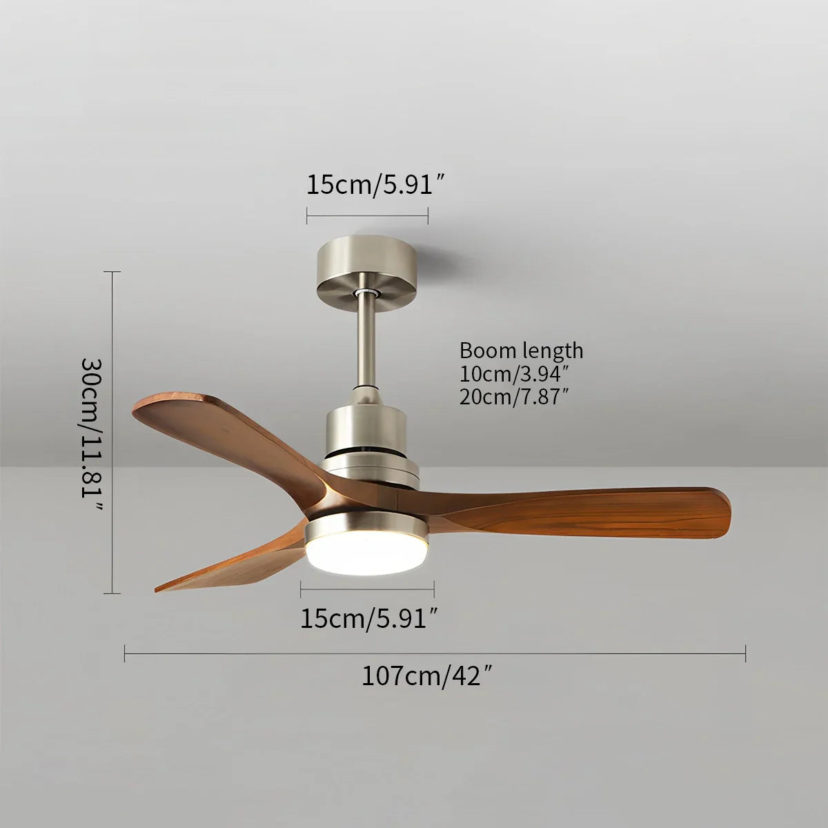 flairel American Retro 3-Blade Ceiling Fan with Light