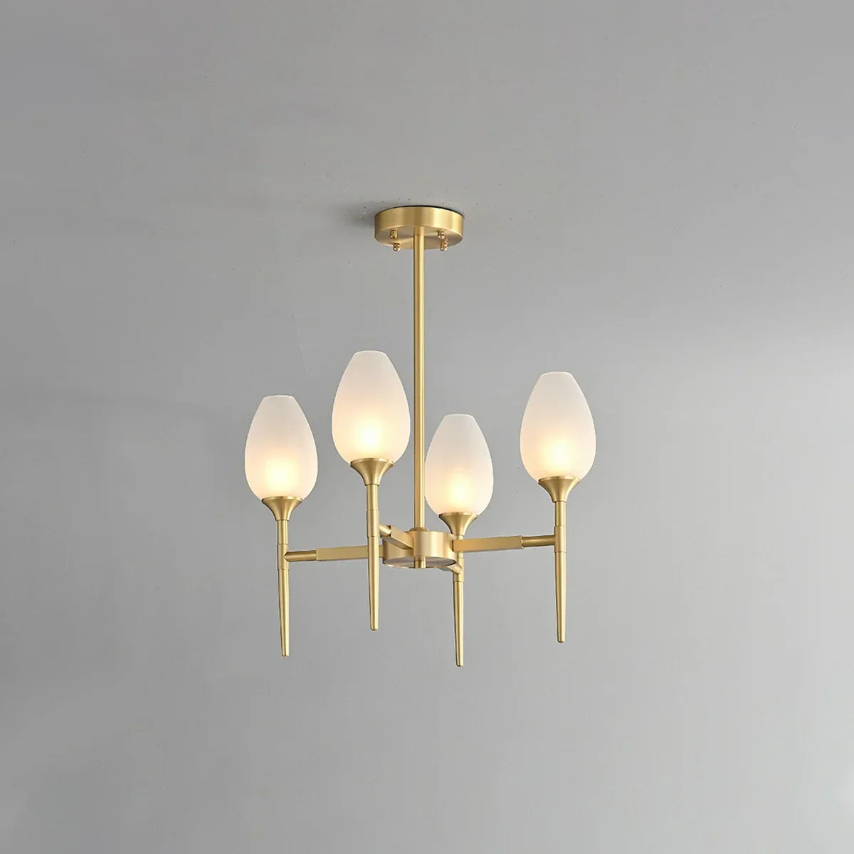 flairel American All-Copper Bud Glass Chandelier