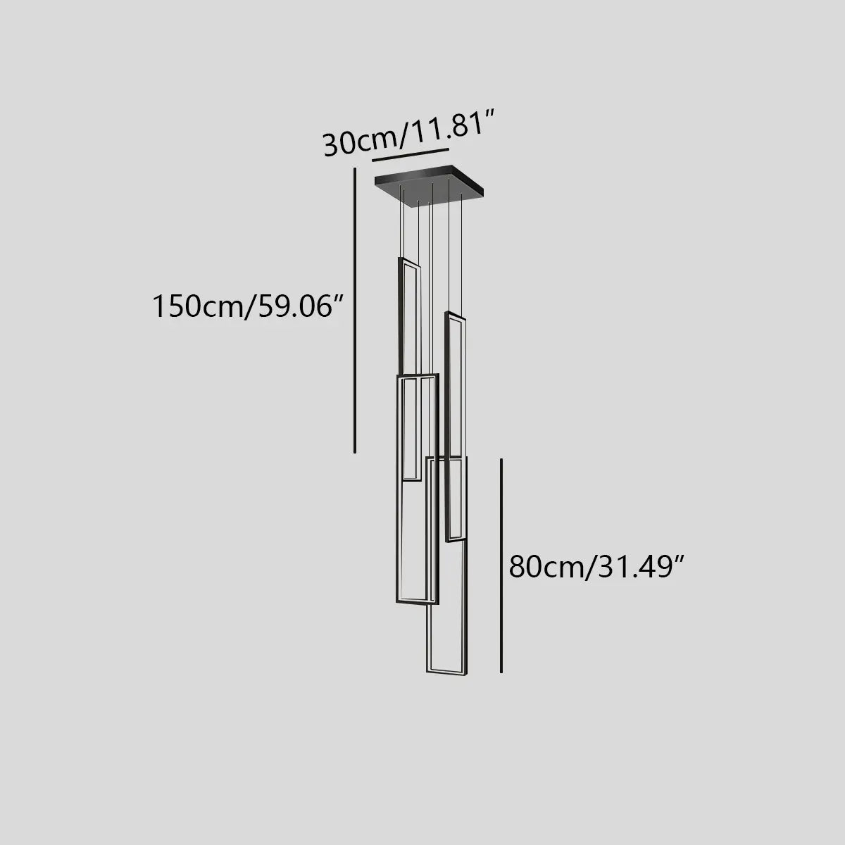 flairel Aldarj Rectangular LED Staircase Chandelier