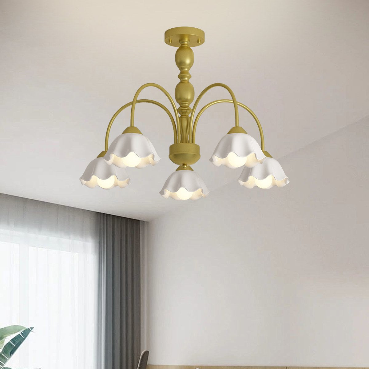 flairel French Pastoral Style Flower Chandelier