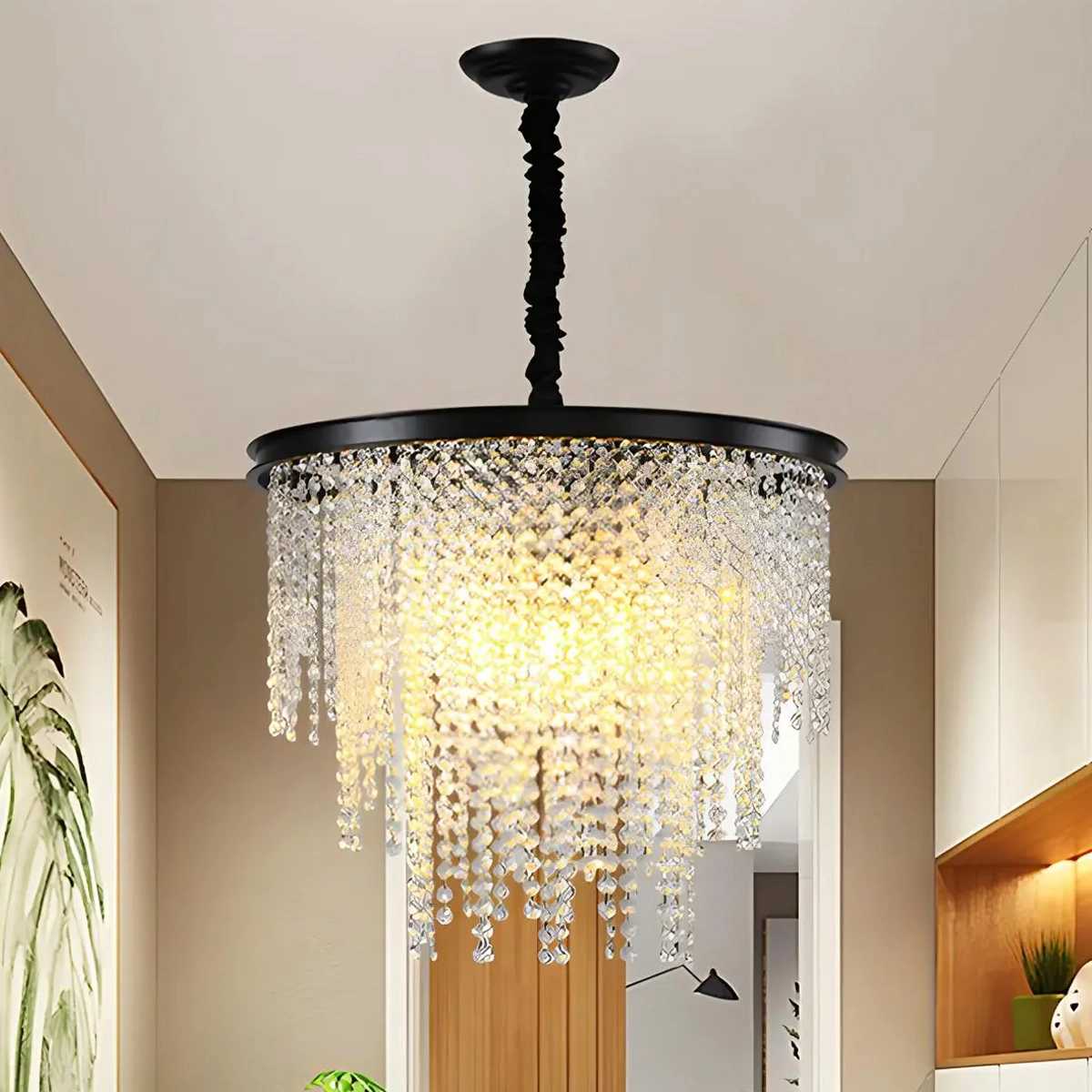 flairel Octagonal Beaded Crystal Chandelier