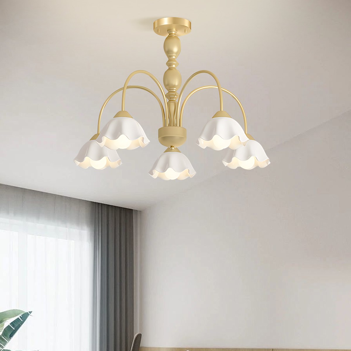 flairel French Pastoral Style Flower Chandelier