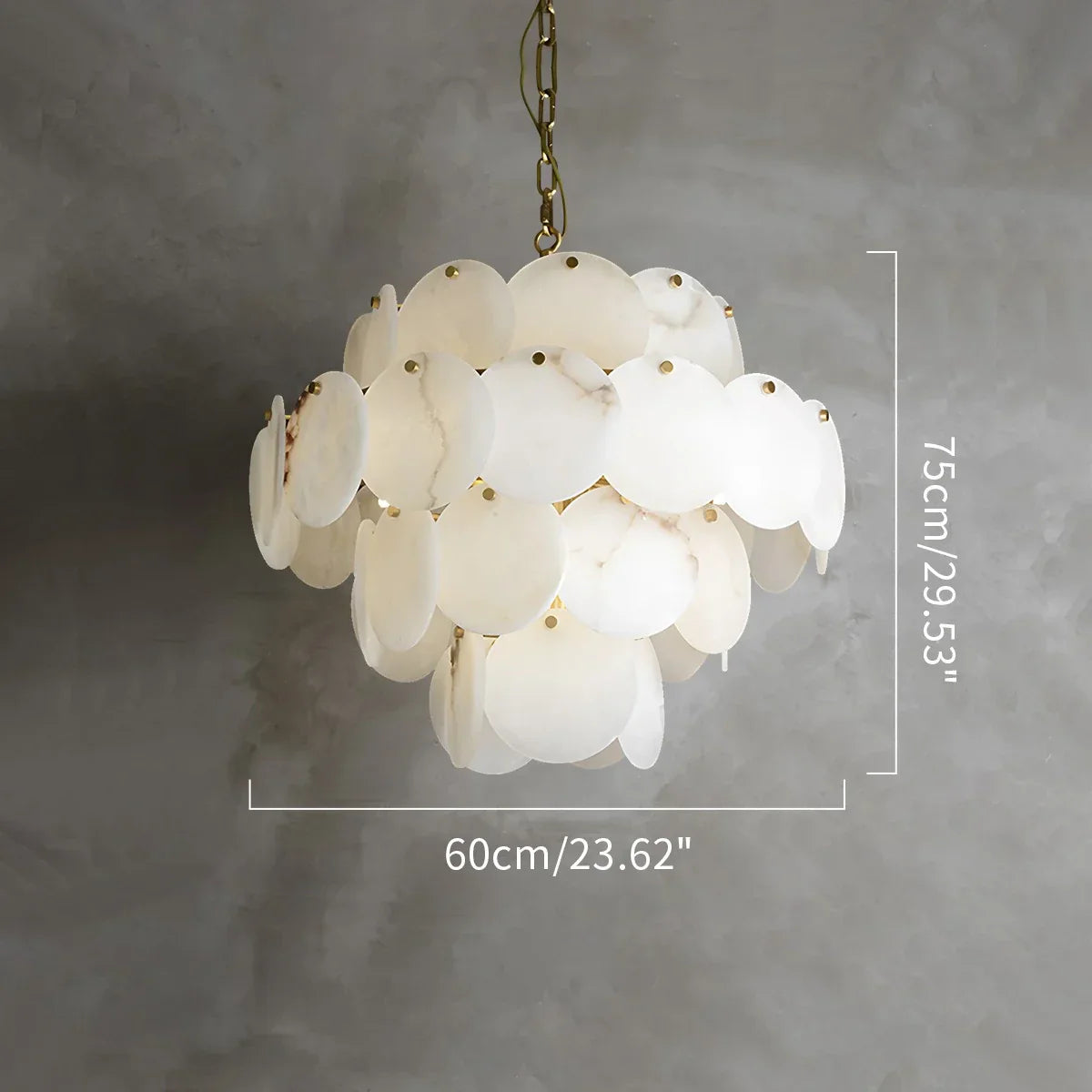 flairel Modern Round Shell Spanish Alabaster Chandelier