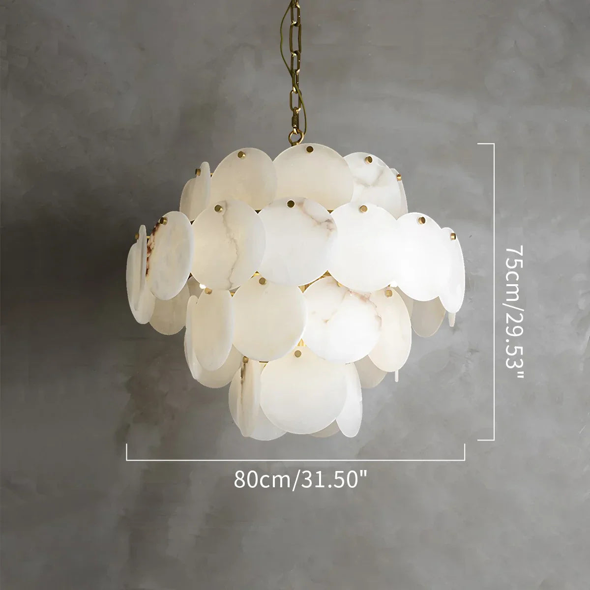 flairel Modern Round Shell Spanish Alabaster Chandelier