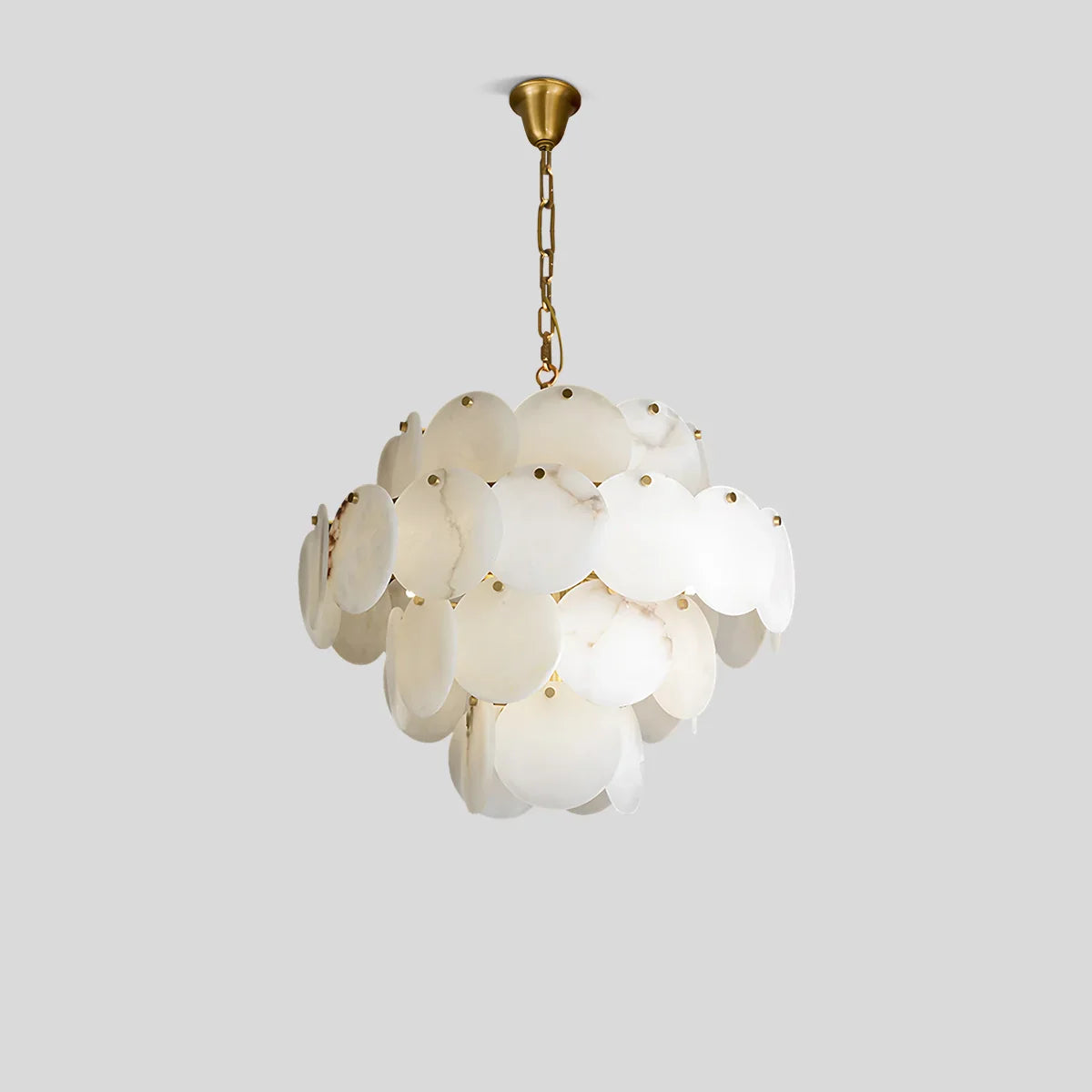 flairel Modern Round Shell Spanish Alabaster Chandelier