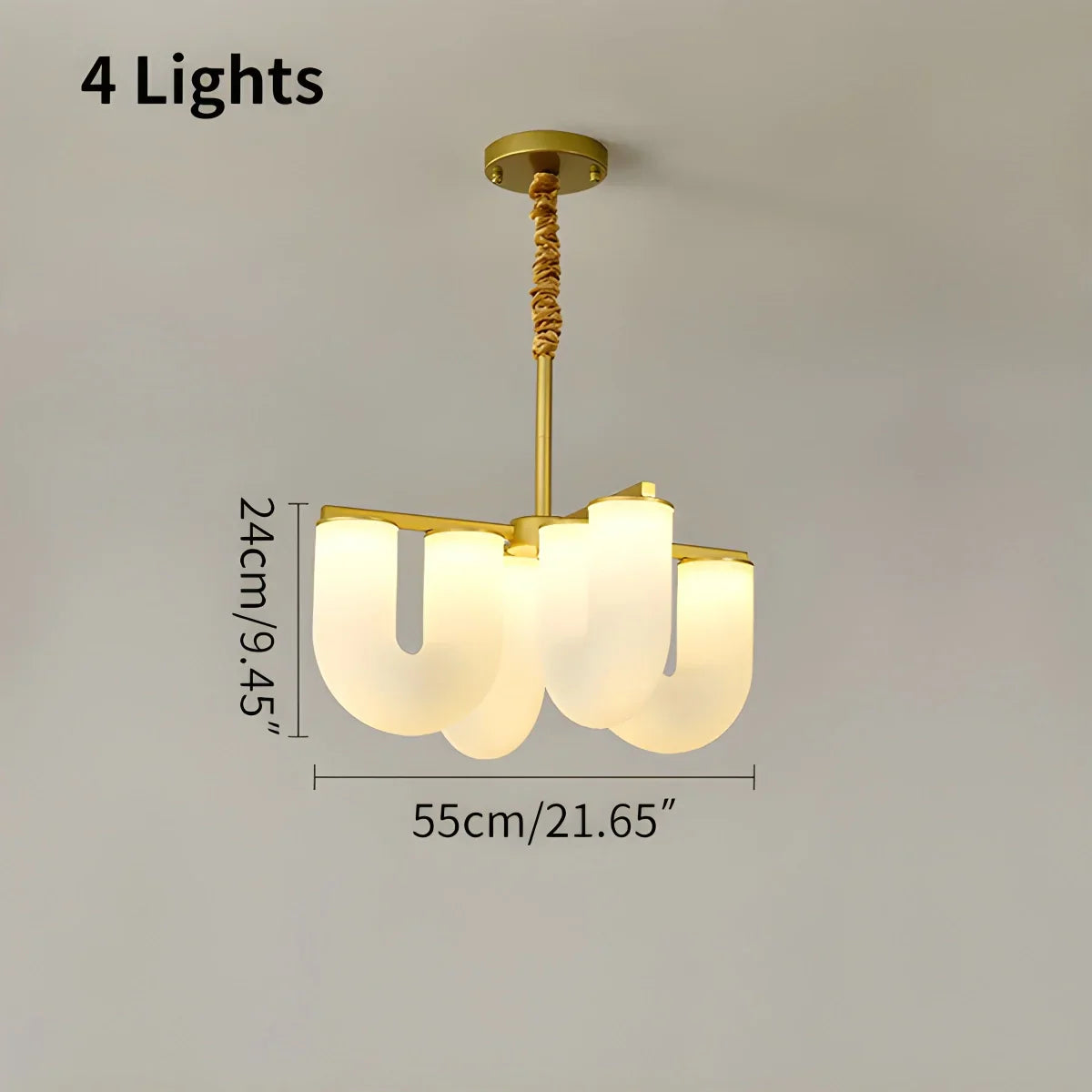flairel U-Shaped Milk Glass Chandelier