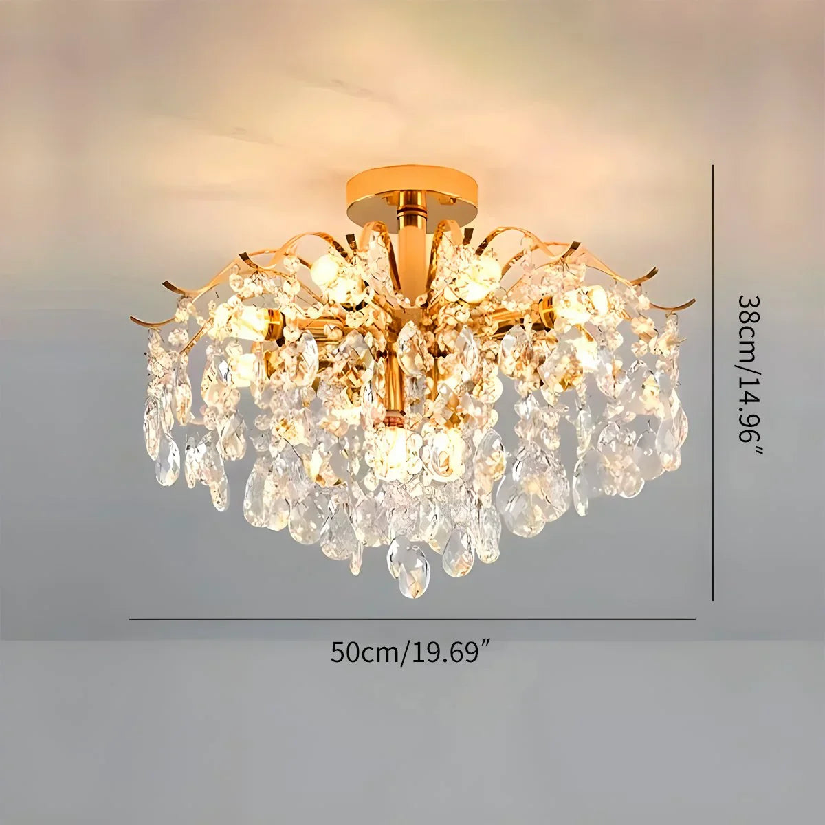 flairel French Vintage Crystal Ceiling Chandelier