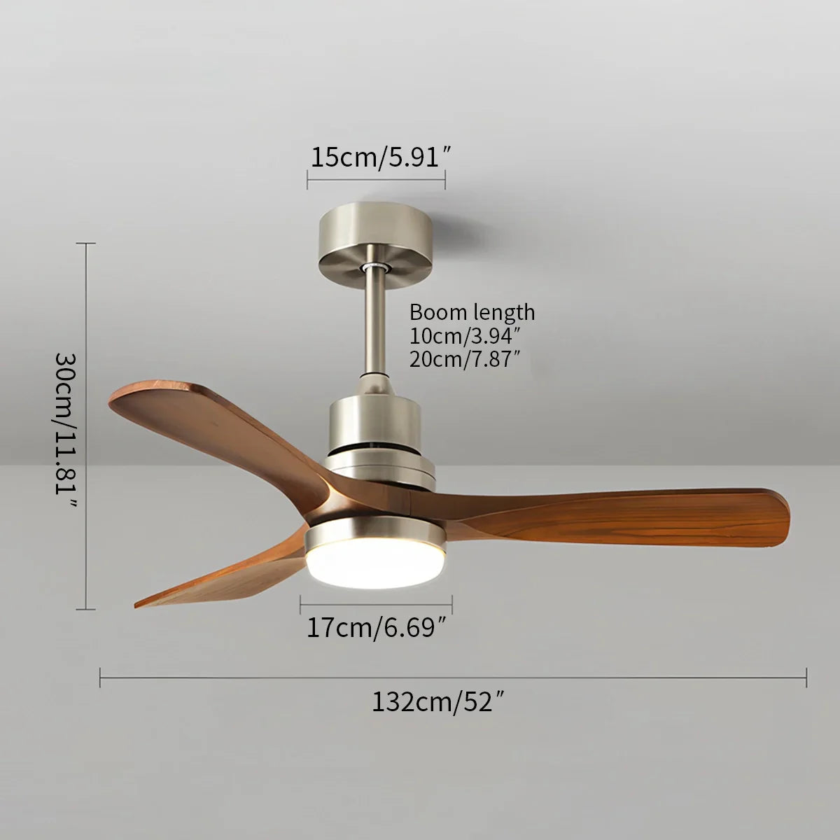 flairel American Retro 3-Blade Ceiling Fan with Light