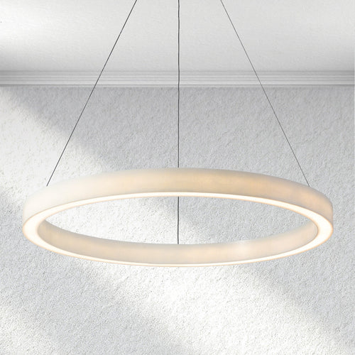 flairel Alabaster StoneGlow Round Chandelier