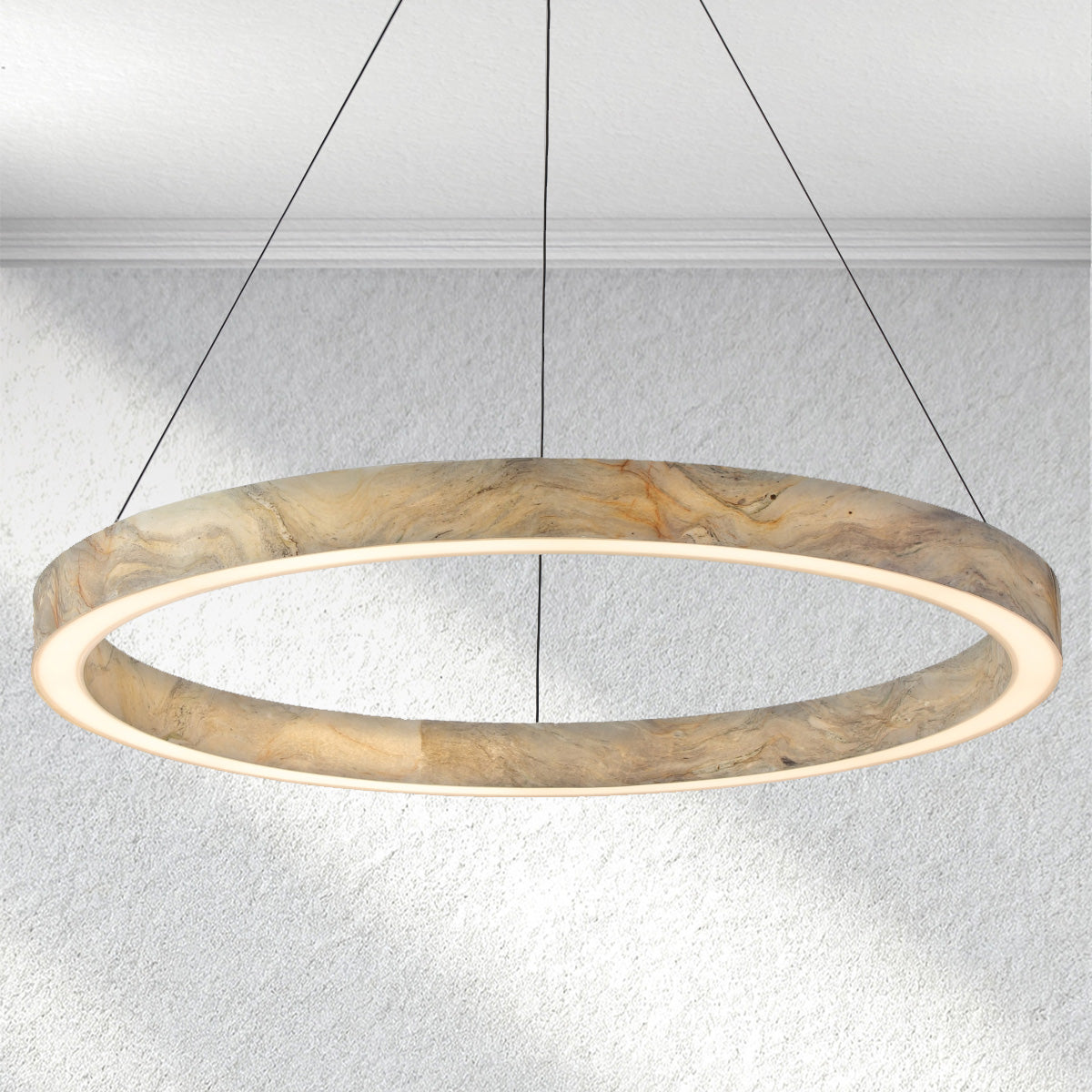 flairel Alabaster StoneGlow Round Chandelier
