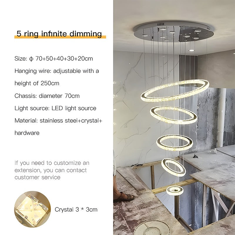 flairel Luxurious Ring Layered Crystal Chandelier