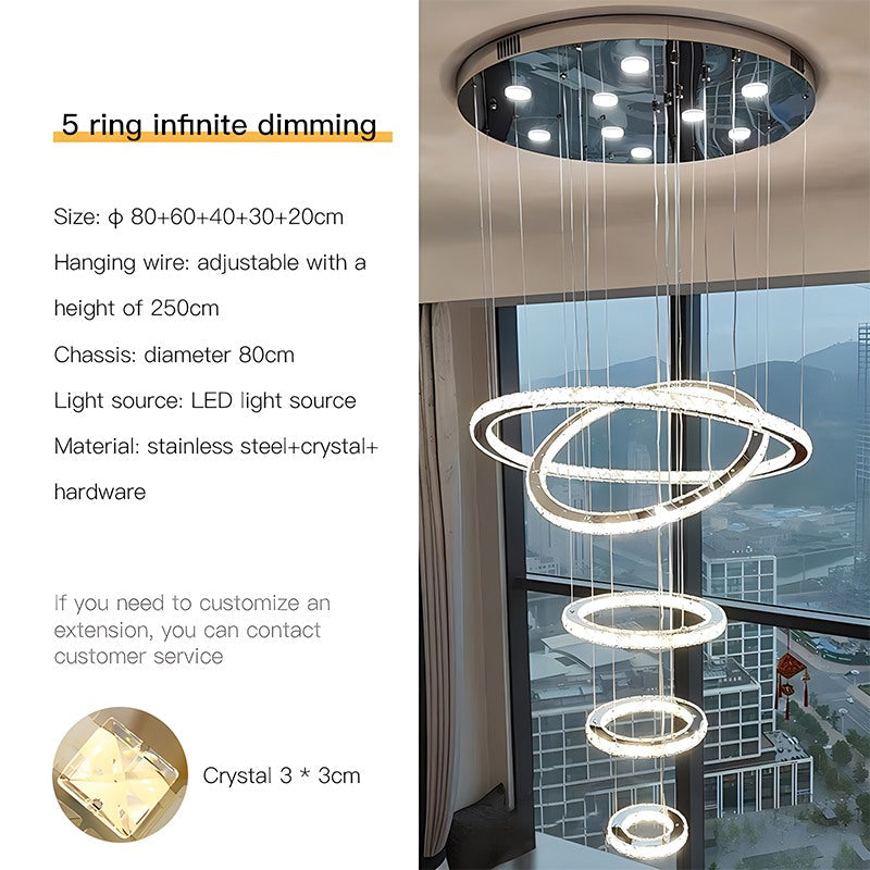 flairel Luxurious Ring Layered Crystal Chandelier