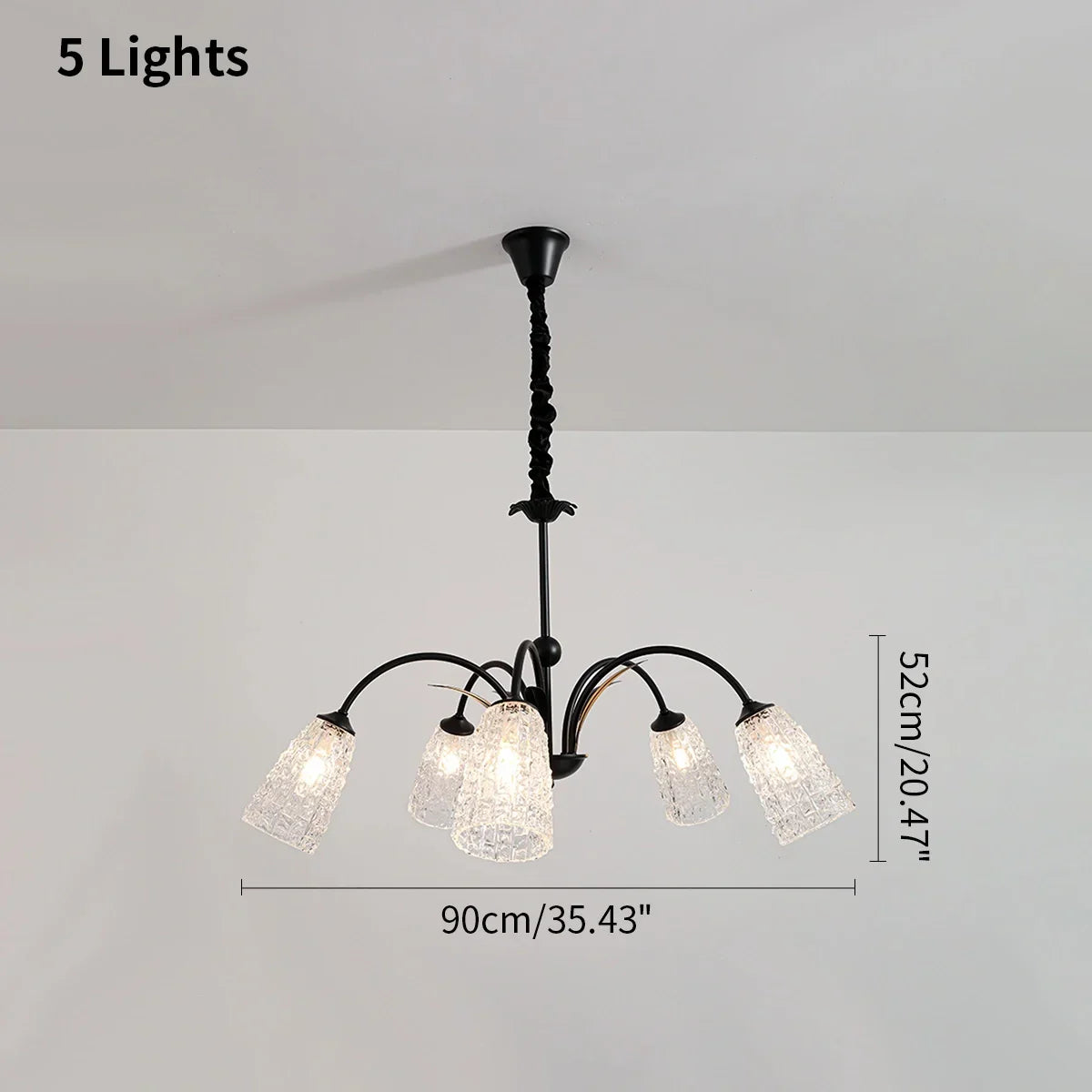 flairel American Retro Iron Glass Chandelier
