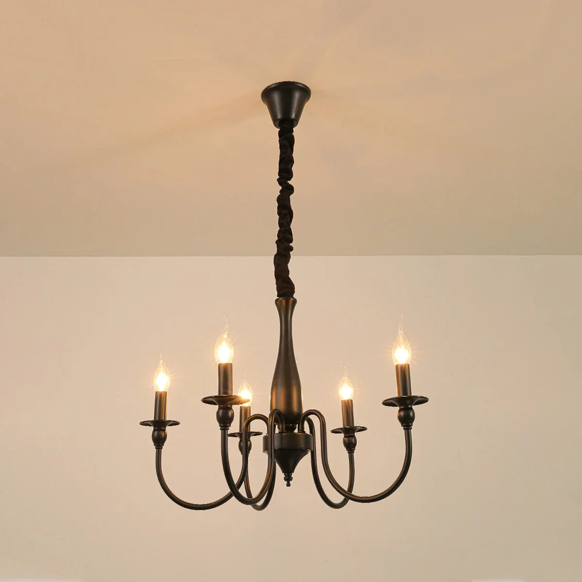 flairel American Retro Black Candle Chandelier