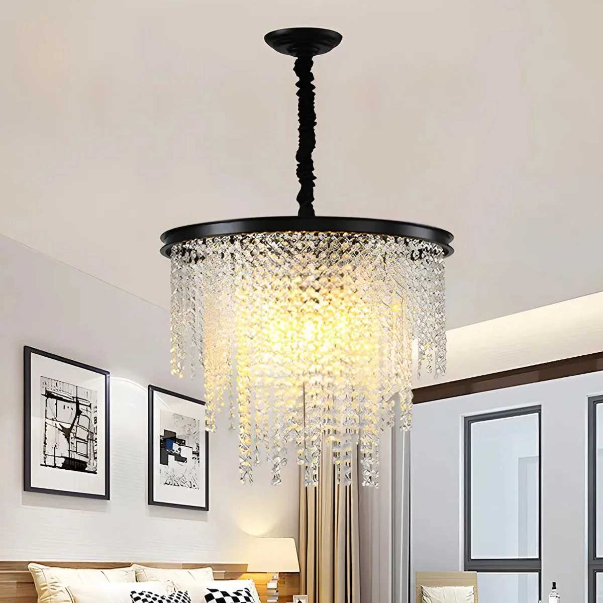 flairel Octagonal Beaded Crystal Chandelier