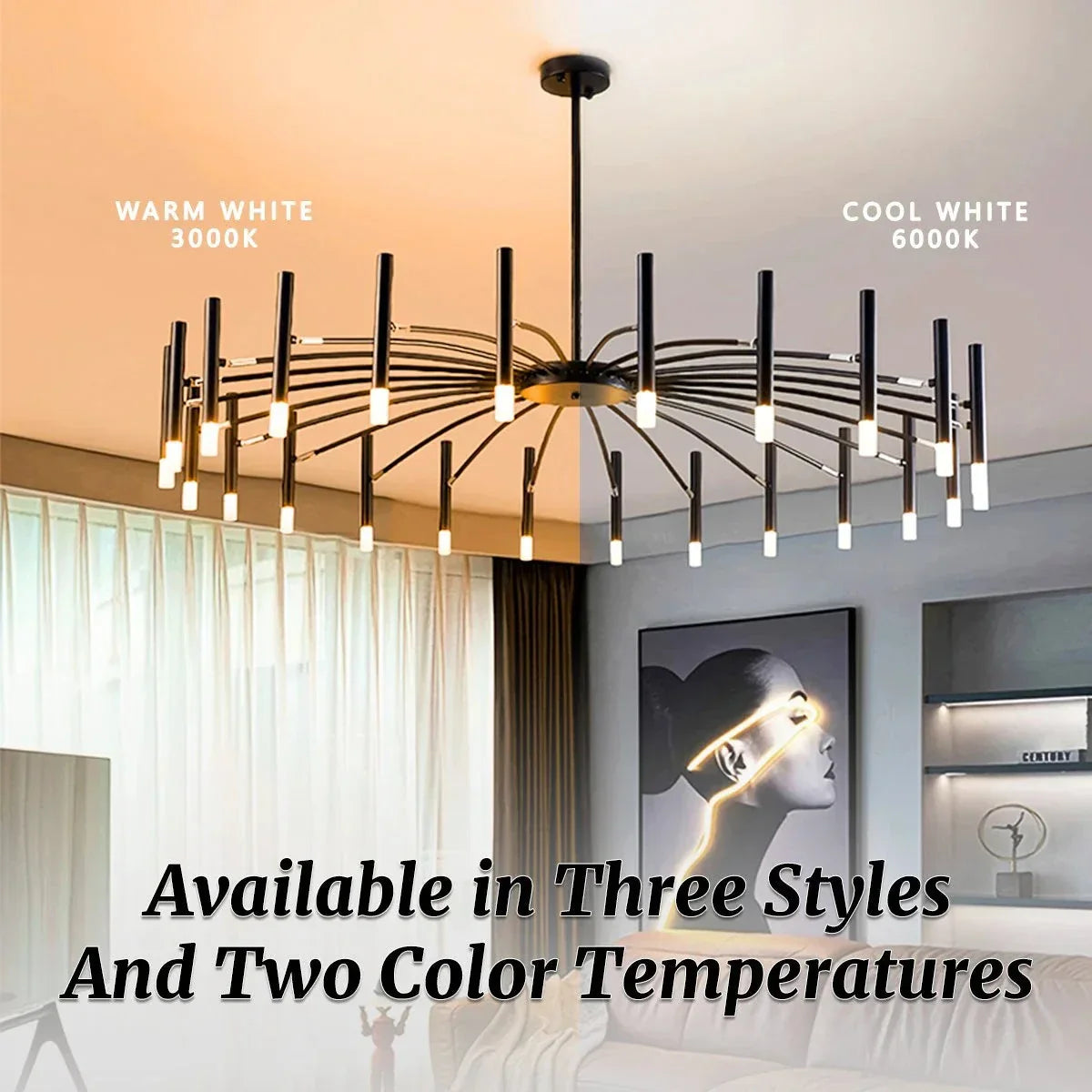 flairel Modern Adjustable Candelabra Chandelier for Living Room