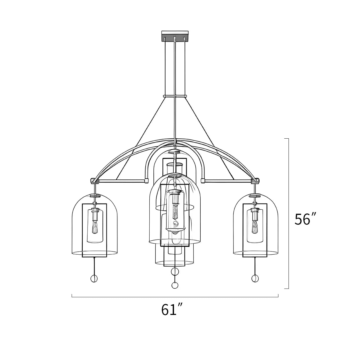 flairel Bell Glass Chandelier for Living Room