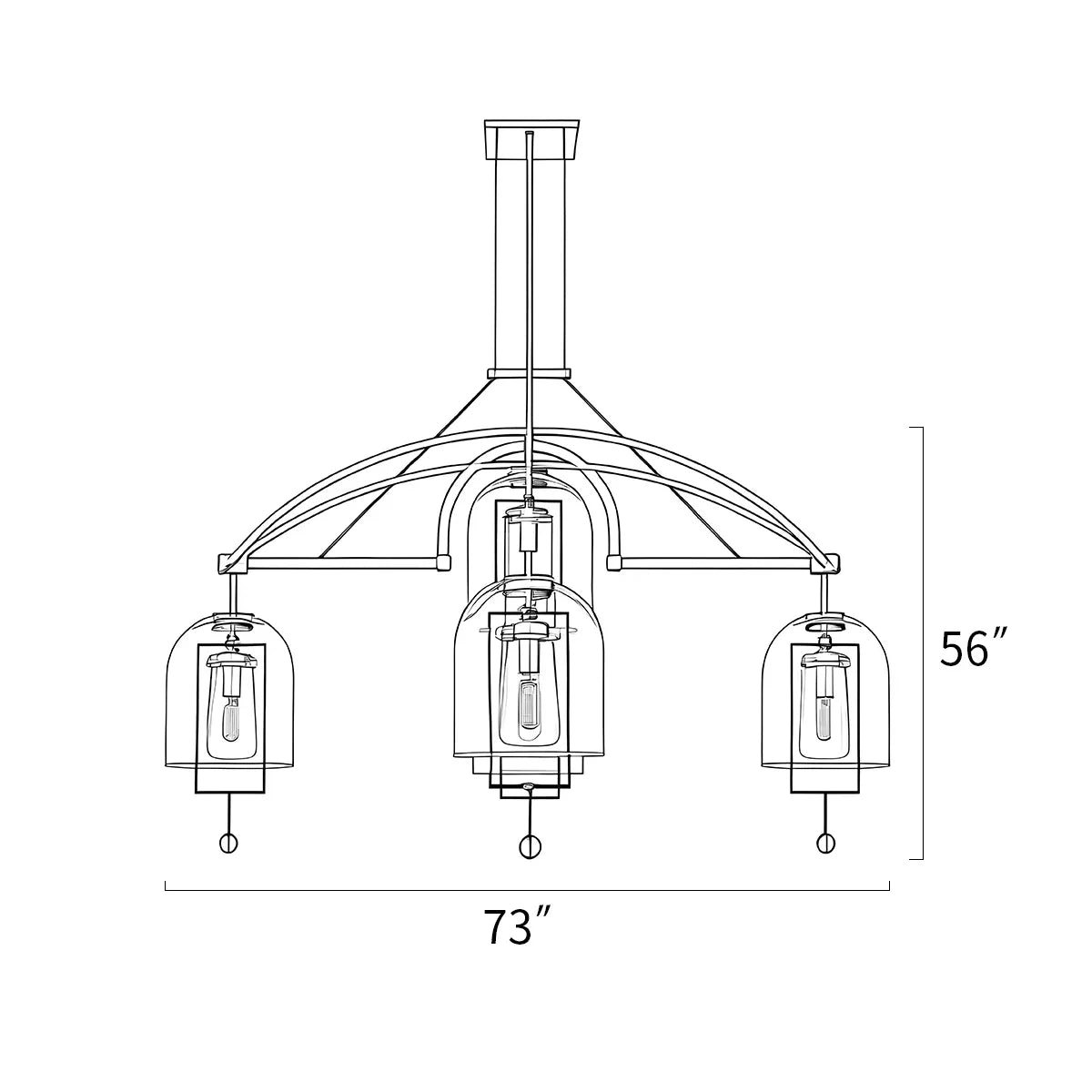 flairel Bell Glass Chandelier for Living Room