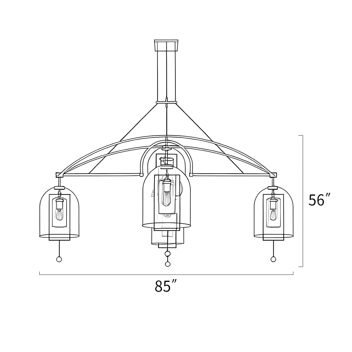 flairel Bell Glass Chandelier for Living Room