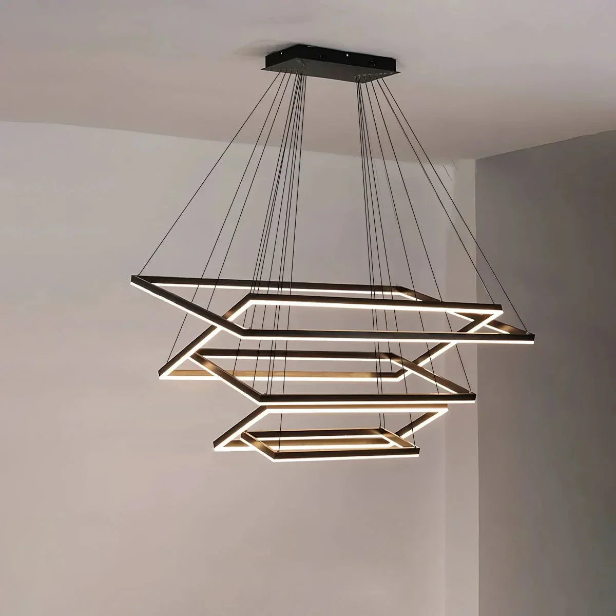flairel Modern Black Tiered Rectangular Chandelier