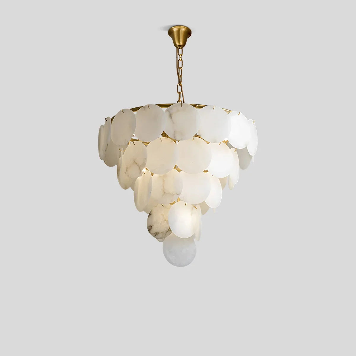 flairel Modern Round Shell Spanish Alabaster Chandelier