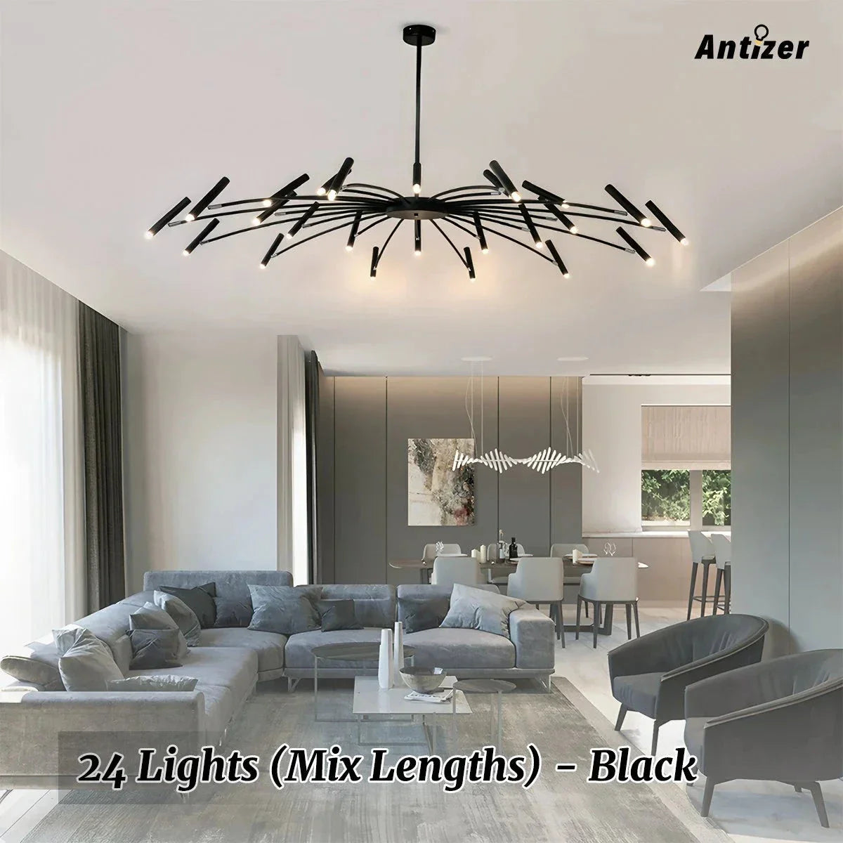 flairel Modern Adjustable Candelabra Chandelier for Living Room