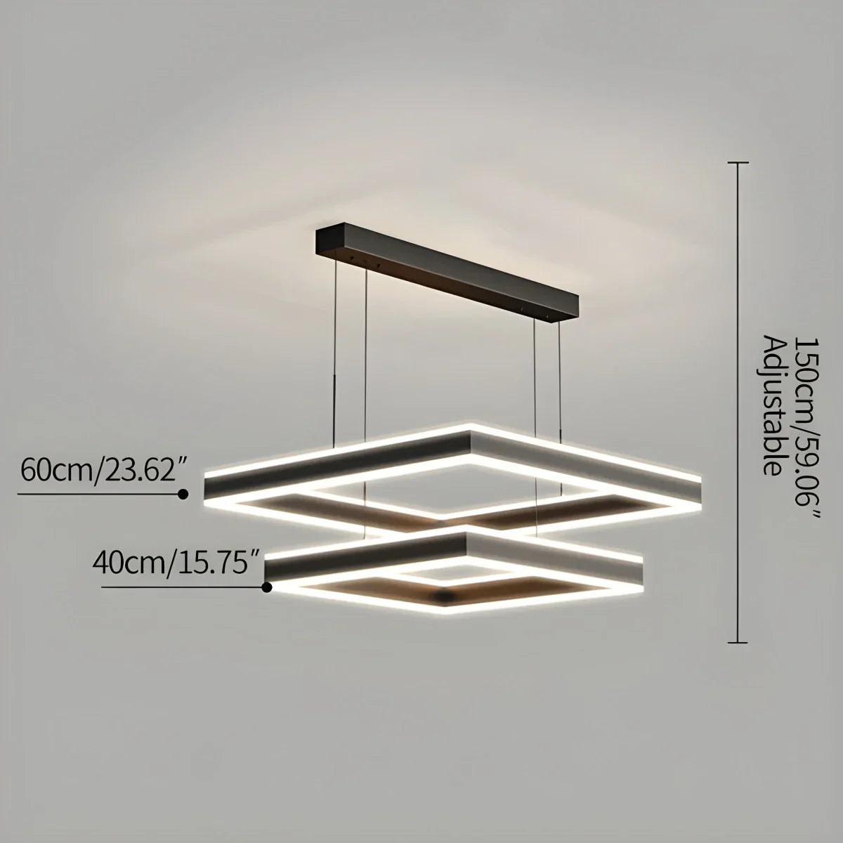 flairel Tiered Black Square Pendant Lamp for Living Room