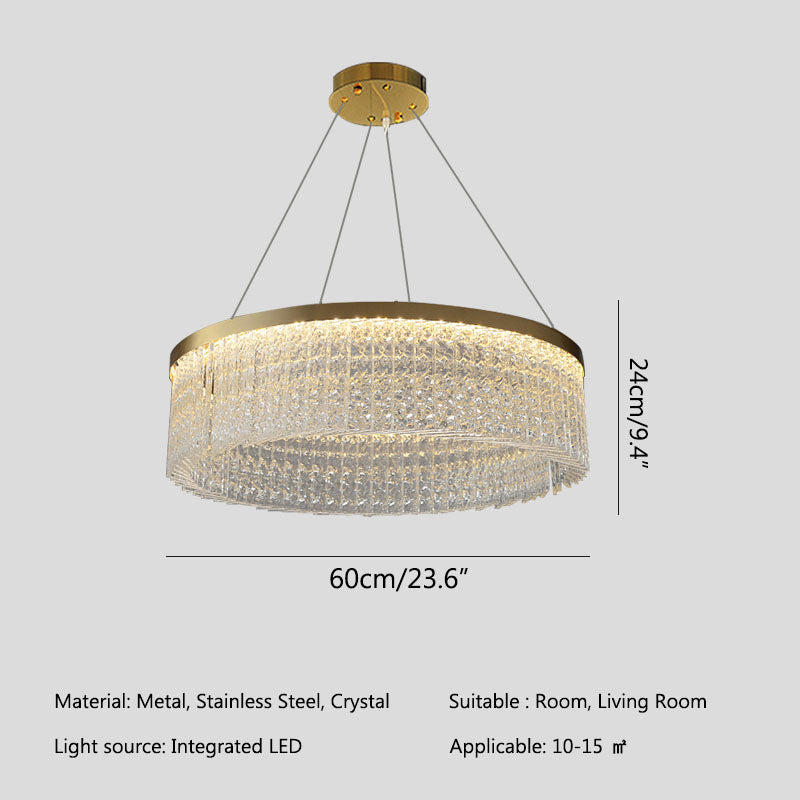 flairel Round Halo Crystal Chandelier for Living Room