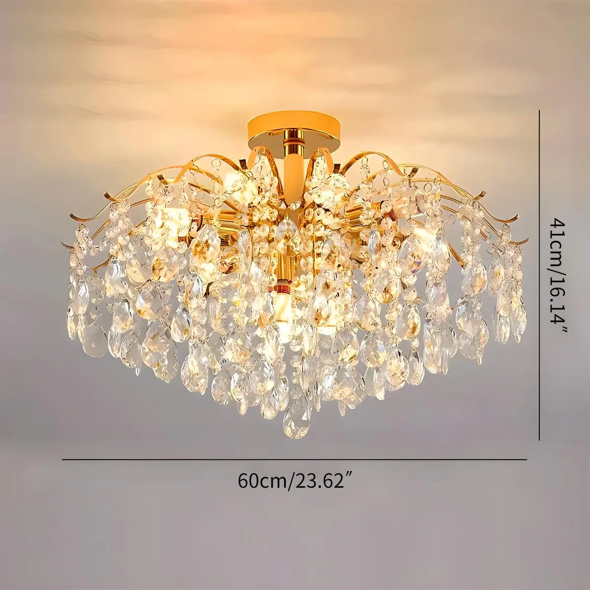 flairel French Vintage Crystal Ceiling Chandelier