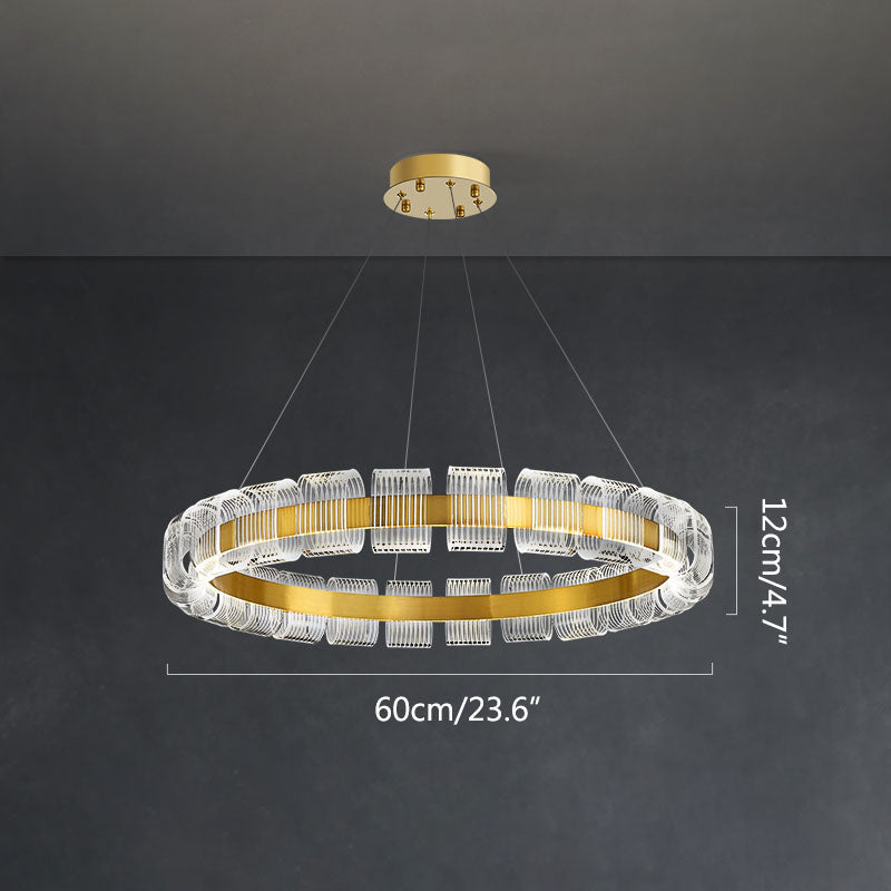 flairel Gold Circular Led Chandelier for Living Room