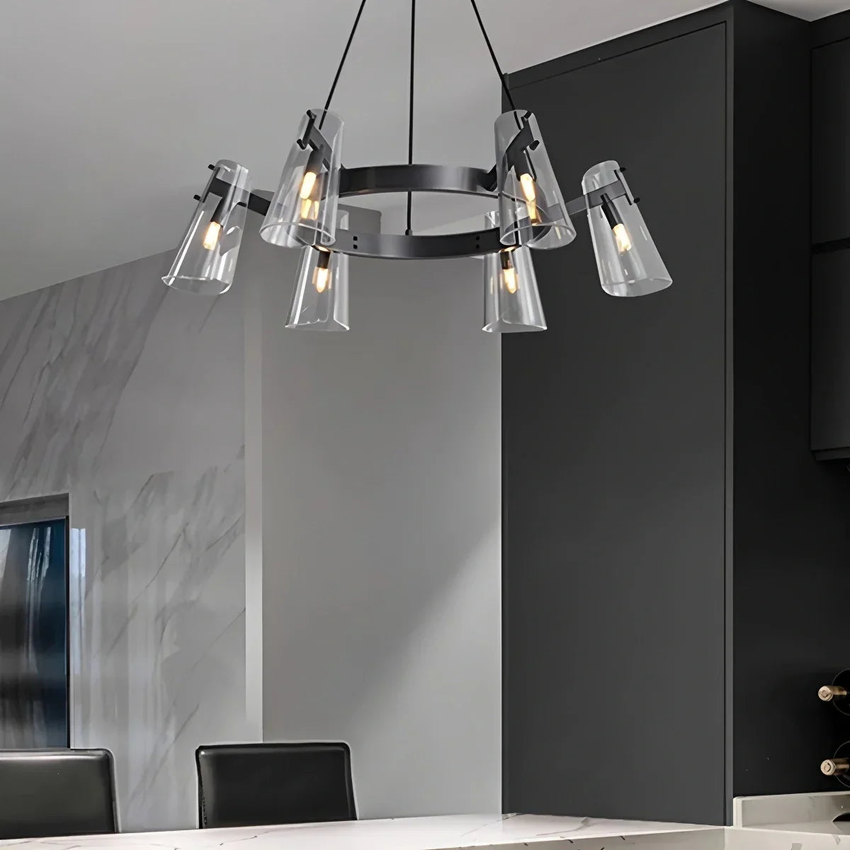 flairel Modern All-Copper Acrylic Chandelier for Dining Room