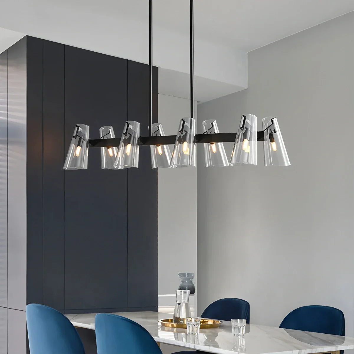flairel Modern All-Copper Acrylic Chandelier for Dining Room