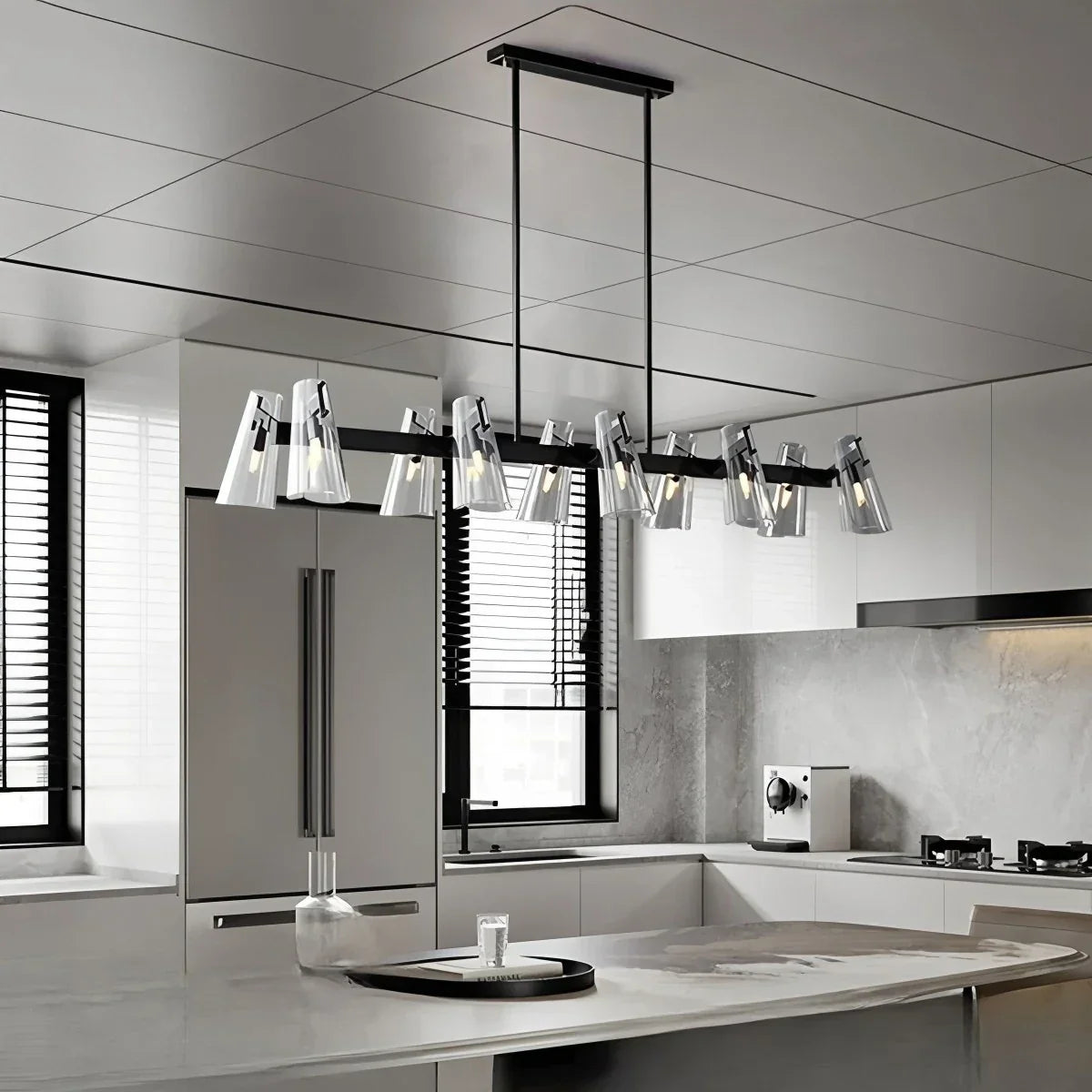 flairel Modern All-Copper Acrylic Chandelier for Dining Room