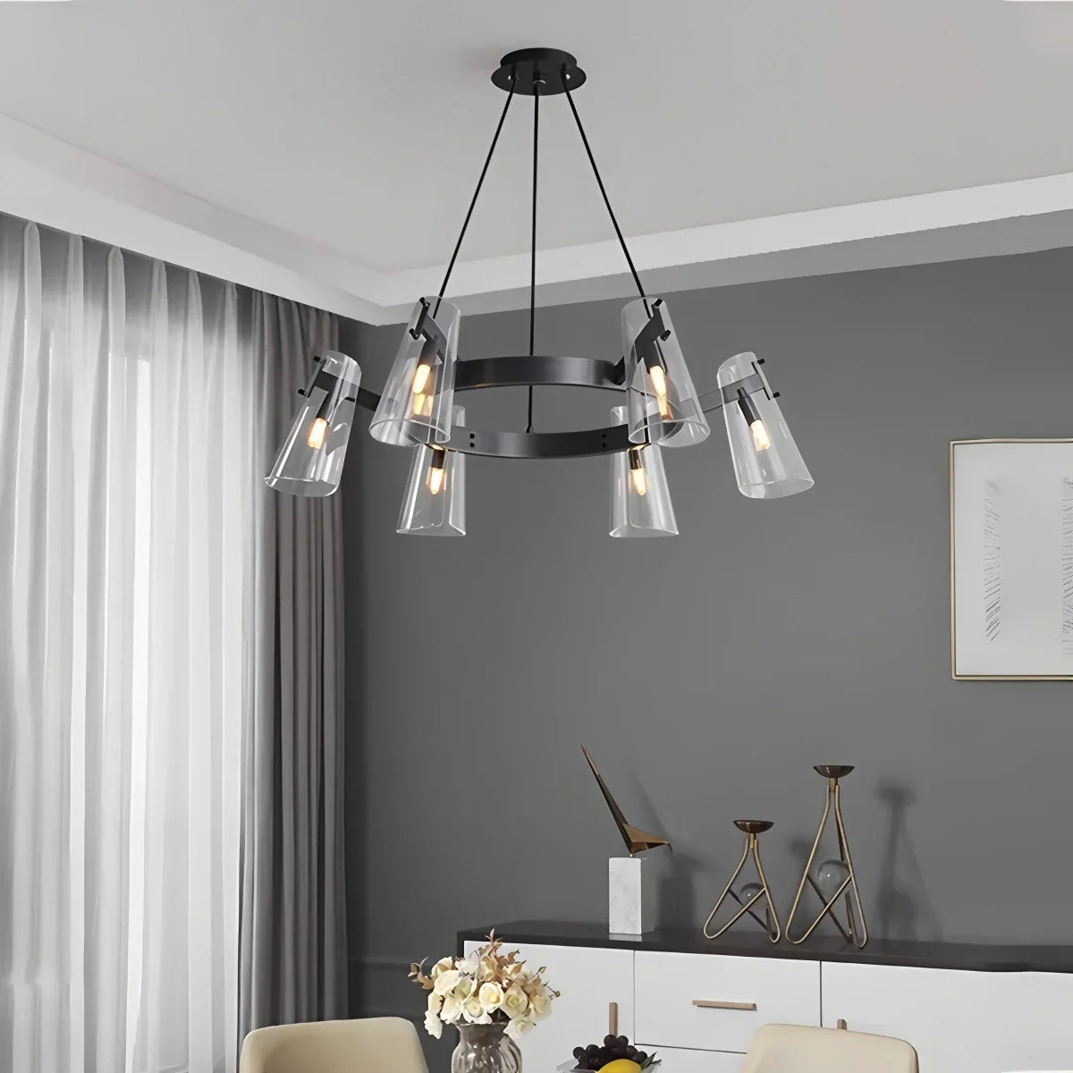 flairel Modern All-Copper Acrylic Chandelier for Dining Room