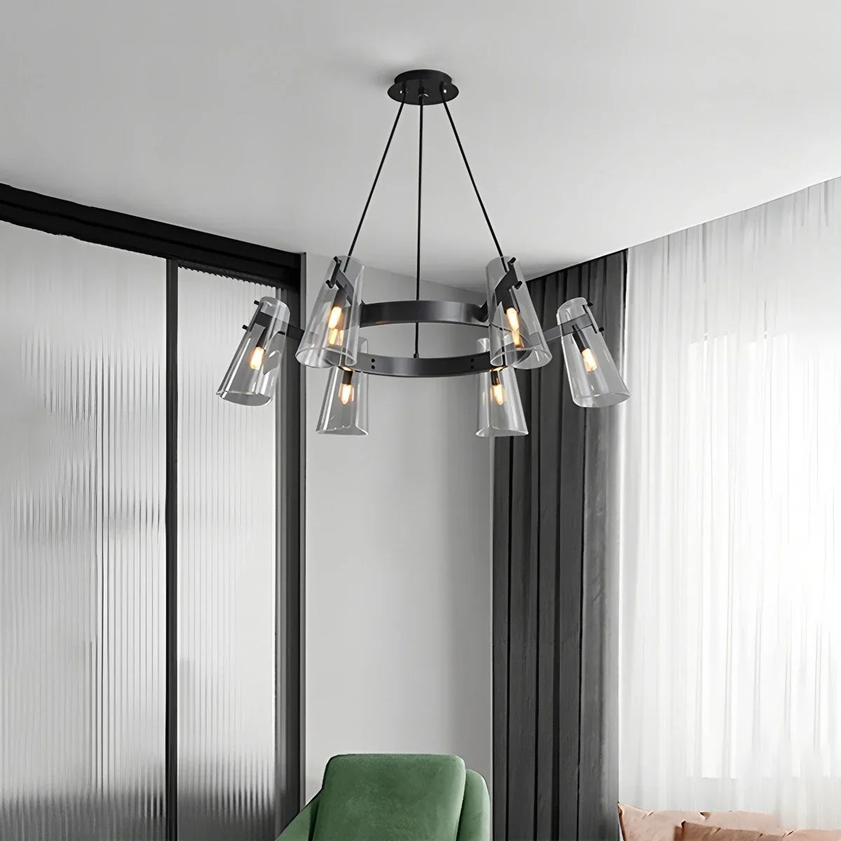 flairel Modern All-Copper Acrylic Chandelier for Dining Room