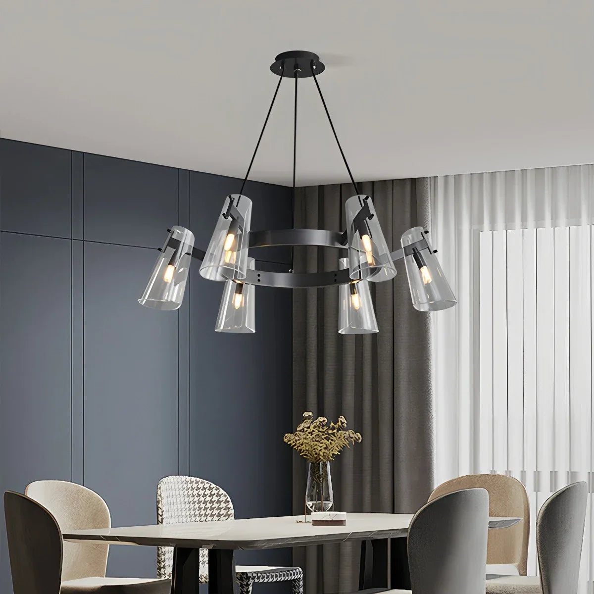 flairel Modern All-Copper Acrylic Chandelier for Dining Room